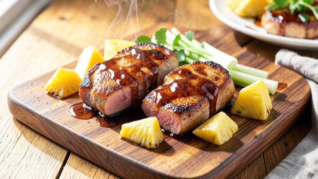 Pineapple Teriyaki Pork Chops Recipe: Sweet-Tangy Glaze with Celery Crunch Contrast