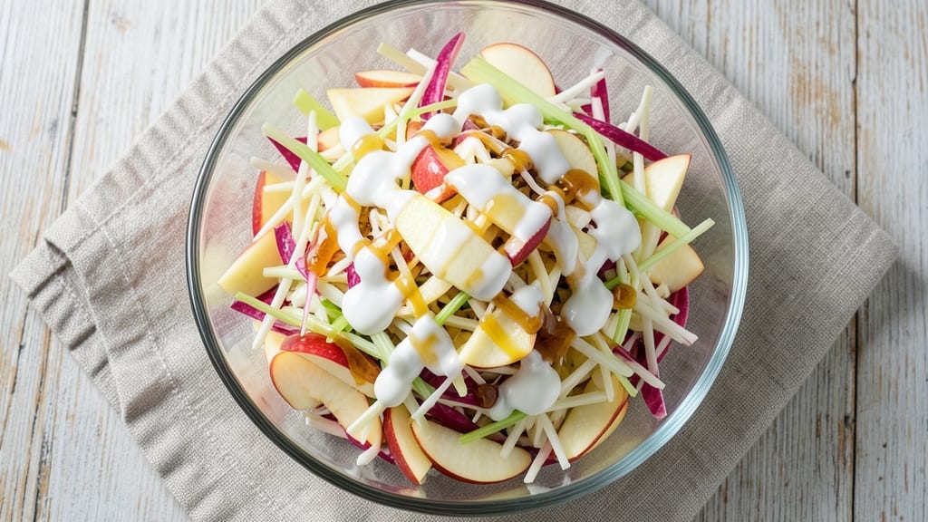 Shredded Apple Salad Recipe: Crunchy Celery and Sweet Apple Refreshment with Creamy Dressing Twist