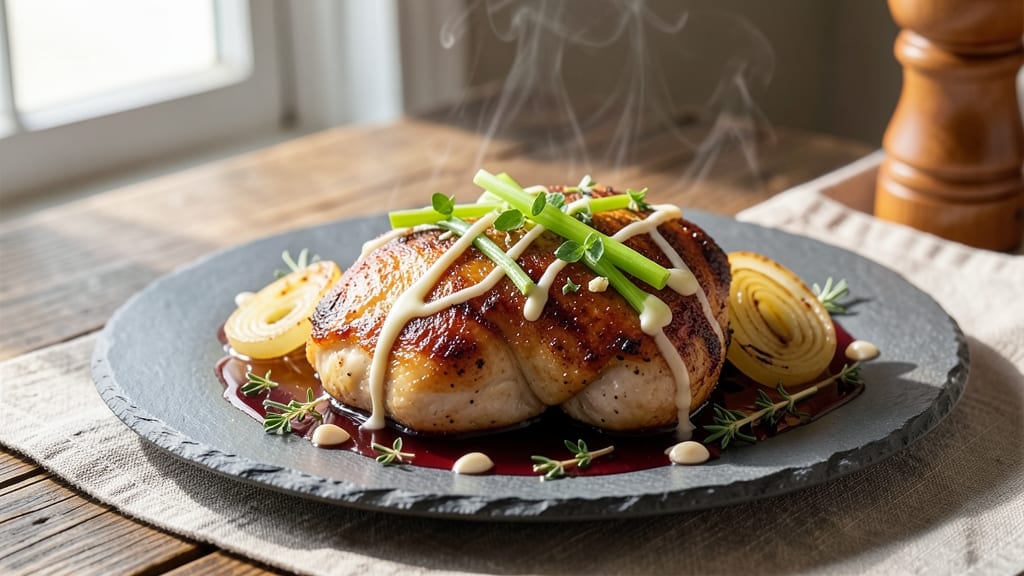 Apple Cider Chicken Thighs Recipe: Braised in Spiced Apple-Celery Broth