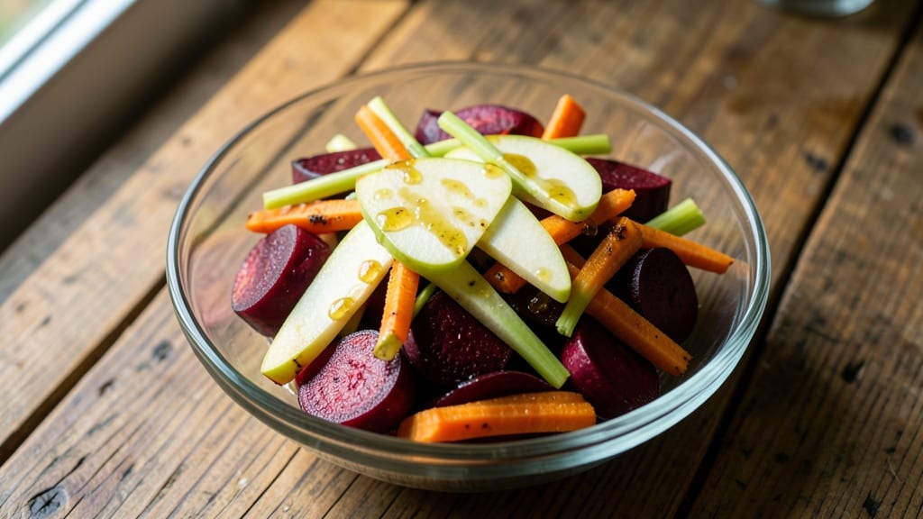Beetroot, Carrot, and Apple Salad Recipe: Earthy Sweetness With Crunchy Celery Twist
