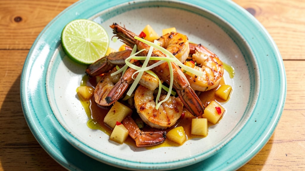 Caribbean Pineapple Shrimp Recipe: Spicy Sweet Grill with Celery Crunch Contrast