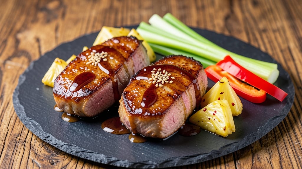 Outback Pineapple and Pork Medallions Recipe: Caramelized Glaze with Celery Pepper Crunch Twist