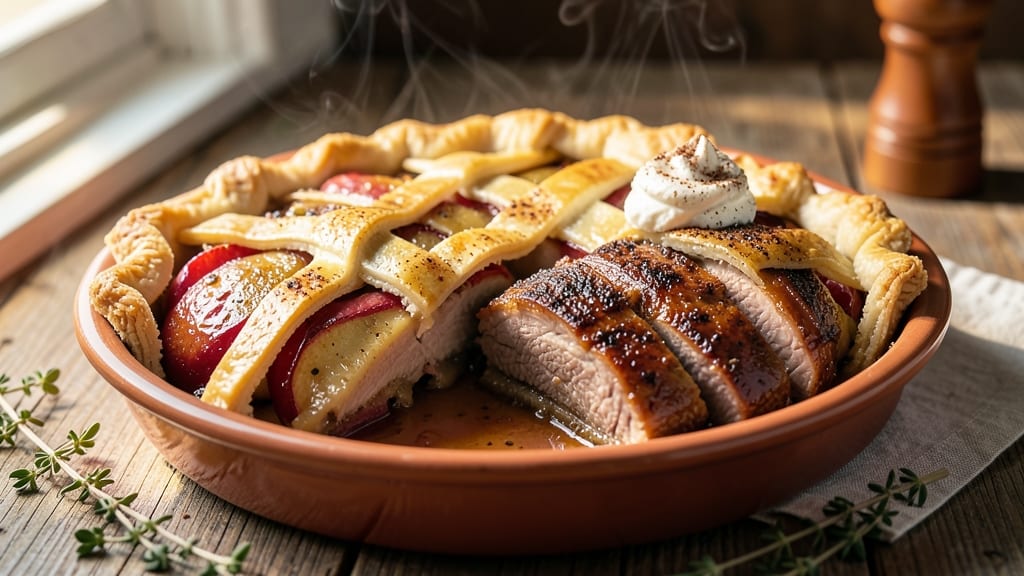 Farmhouse Pork and Apple Pie Recipe: Spiced Streusel Crust Meets Juicy Meat