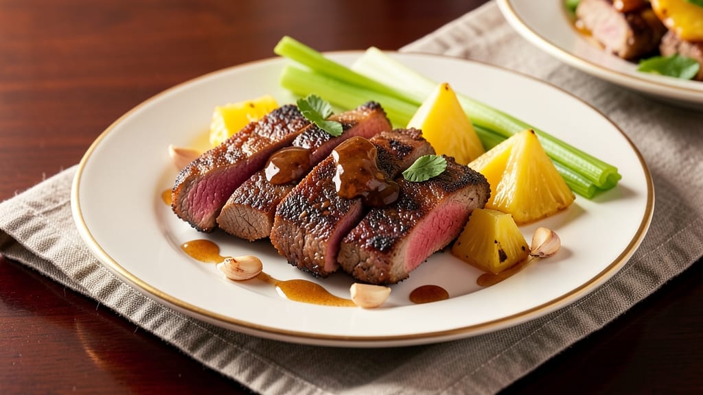 Pineapple Pork Steak Recipe: Caramelized Glaze and Celery Crunch Fusion