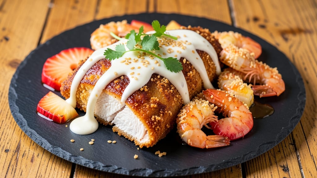 Crispy Pineapple Chicken and Shrimp Cheesecake Factory Copycat Recipe: Tropical Glaze and Celery Crunch Fusion Magic