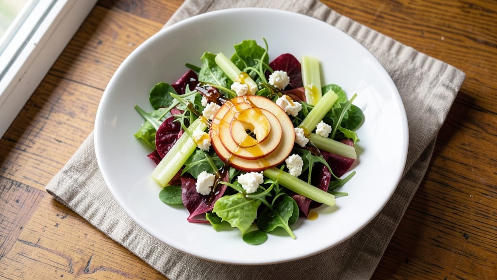 Apple and Goat Cheese Salad Recipe: Crisp Celery and Apple Bite Balance