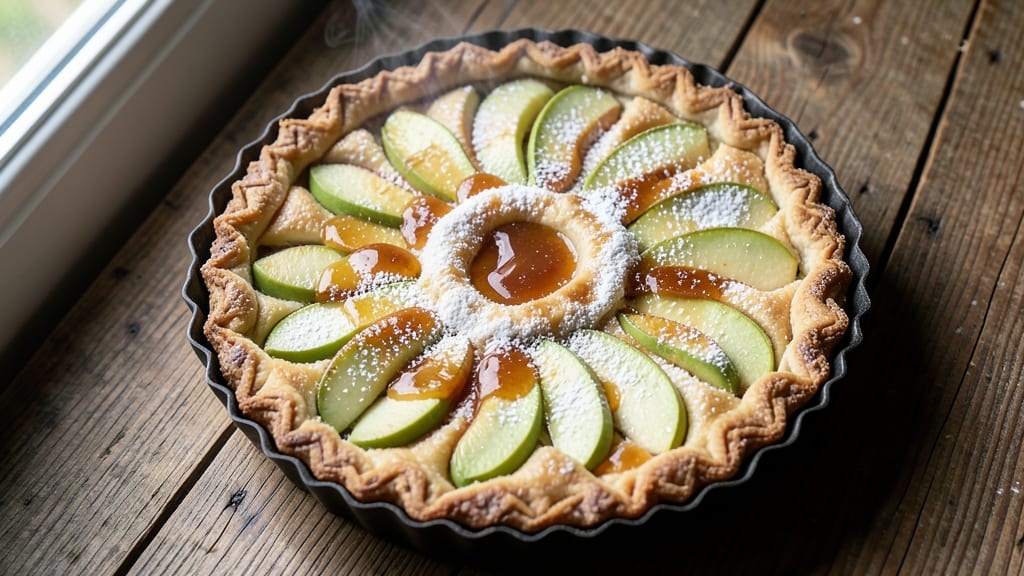 French Normandy Apple Tart Recipe: Rustic Streusel Crunch Over Spiced Filling