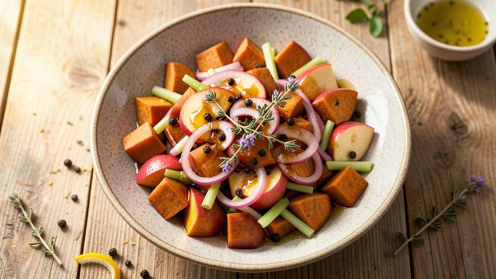 Sweet Potato and Apple Salad Recipe: Warm Spiced Bites With Celery Crunch