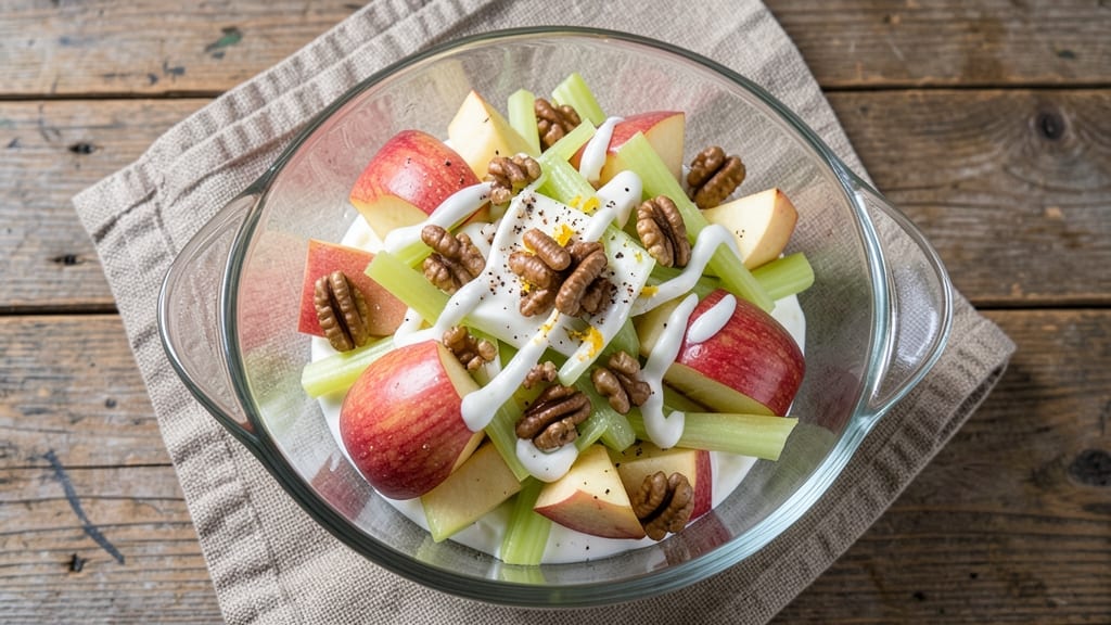Apple Celery Walnut Salad Recipe: Crunchy Trio With Creamy Dressing Twist