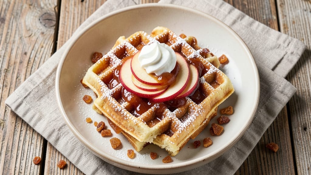 Apple Belgian Waffle Recipe: Crispy Edges and Warm Apple Streusel