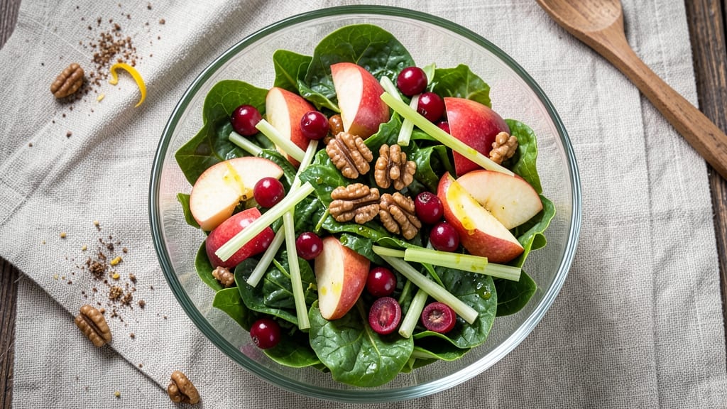 Kale Apple Cranberry Salad Recipe: Crunchy Celery Apple Balance with Sweet Tart Zing
