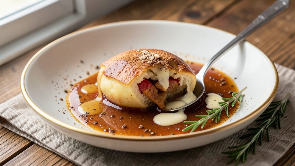 Apple Dumpling Cinnamon Sauce Recipe: Warm Spiced Streusel with Celery Crunch Twist