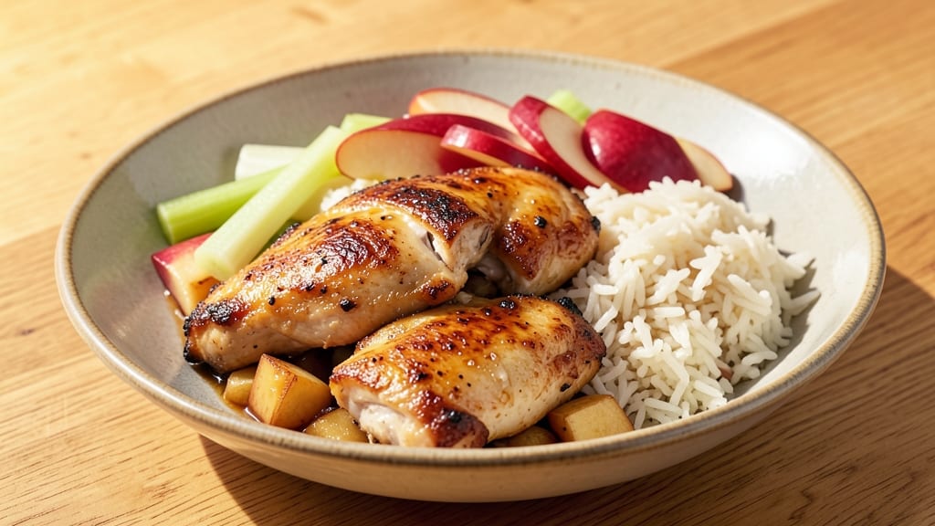 Apple Chicken Rice Recipe: Sweet Apple Glaze with Celery Crunch Contrast