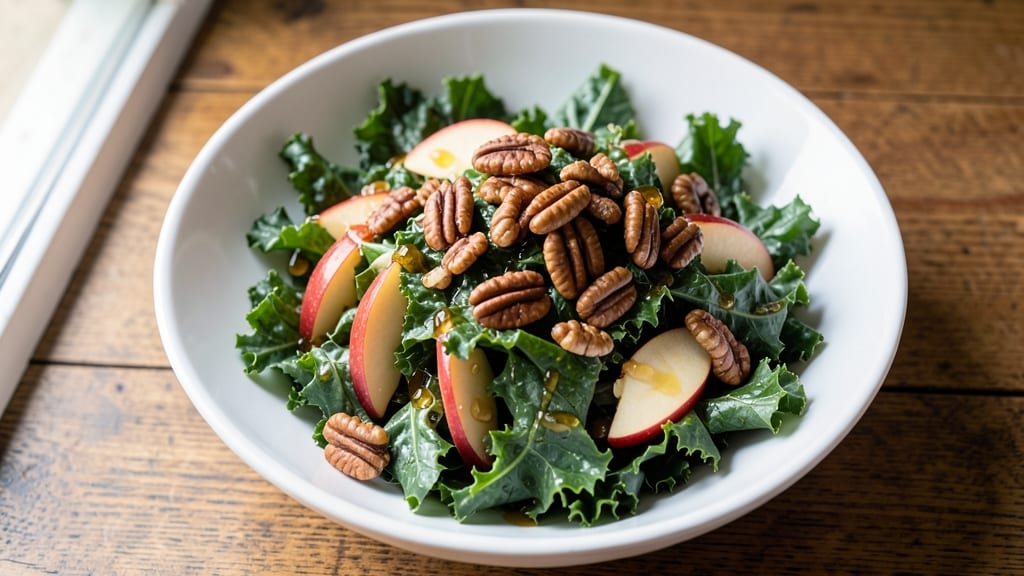 Kale Apple Pecan Salad Recipe: Crunchy Nut and Apple Sweetness Balance