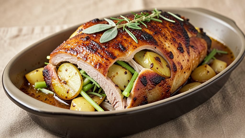 Apple Stuffed Pork Roast Recipe: Celery-Crusted Sweet Apple Filling