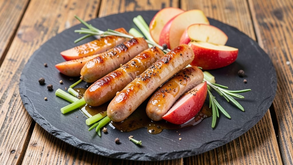 Smoked Apple Chicken Sausage Recipe: Crispy Celery and Sweet Apple Pan Sauce Magic