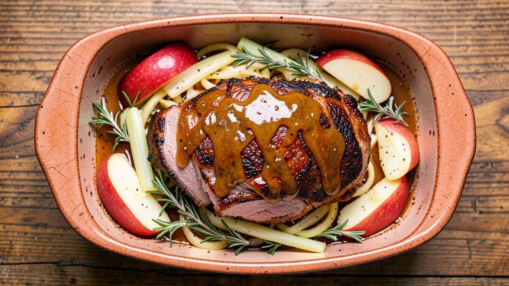 Apple Glazed Pork Roast Recipe: Crispy Bark, Juicy Center, Celery-Pepper Crunch Contrast
