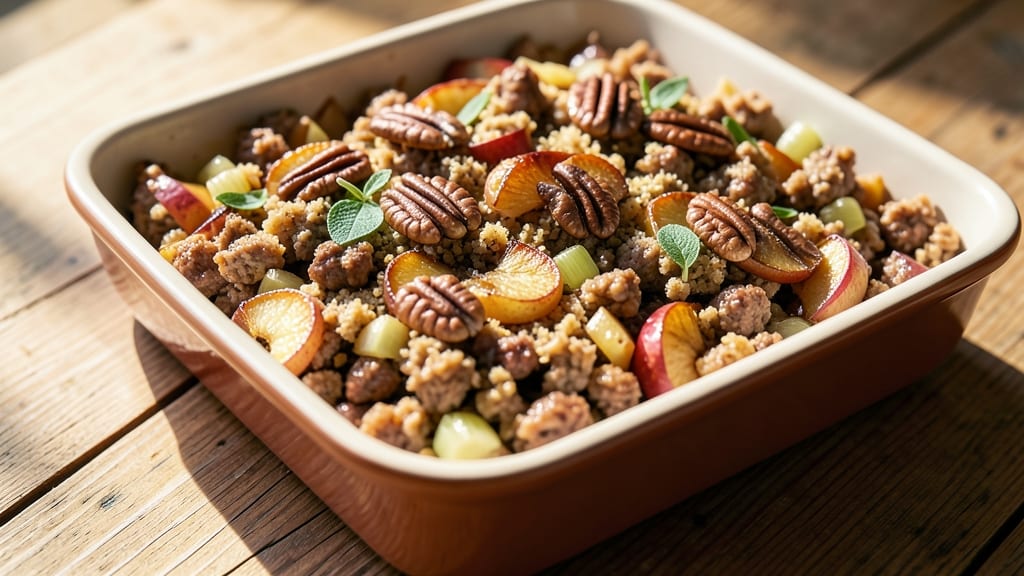 Apple Walnut Sausage Stuffing Recipe: Crispy Celery Crunch and Savory Apple Harmony